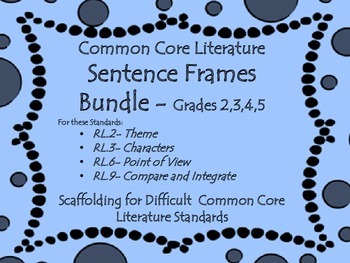 Preview of Sentence Frames for Difficult Common Core Literature Standards Bundle, gds 2-5