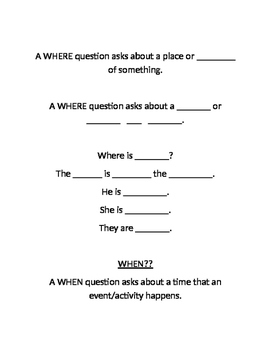 Sentence Frames for Teaching WH-Questions by Elevated Communication LLC