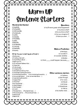 Sentence Frames for Warm-ups by Morgan Taylor | TPT