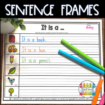 Preview of Kindergarten & 1st Grade Sentence Starters - Writing Prompts & Frames Worksheets