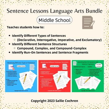 Preview of Sentence Lessons - Language Arts Bundle for Middle School