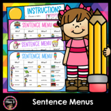 Sentence Menu Writing Prompts