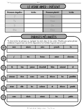 Preview of Sentence Order Activity (Present Tense in French)