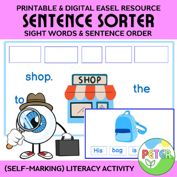 Preview of Sentence Order Activity for K-2 Printable and Digital Easel Version