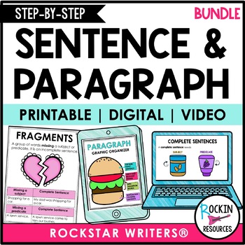 Preview of Sentence Writing and Paragraph Writing - Hamburger Paragraph - Videos too