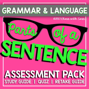 Preview of Sentence Parts Assessment Pack