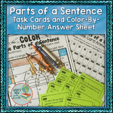 Sentence Parts Task Cards and Color-By-Number Answer Sheet