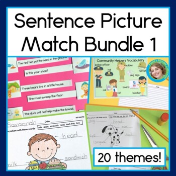 Preview of Matching Picture to Sentence Reading Comprehension | 20 Themes SET 1