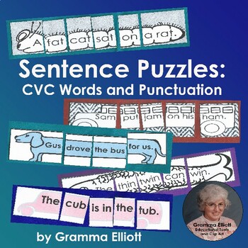 Preview of Sentence Puzzles with CVC Rhyming Words Unscramble Silly Sentences