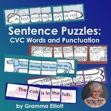Sentence Puzzles with CVC Rhyming Words Unscramble Silly S