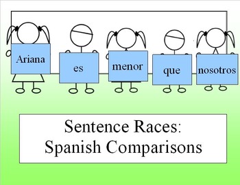 Preview of Sentence Race Game with Spanish Comparisons