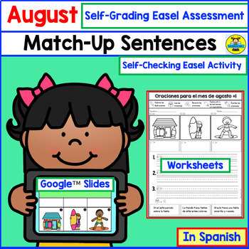 Preview of August Sentence Activities in Spanish - Cut and Paste, Reading, and Writing