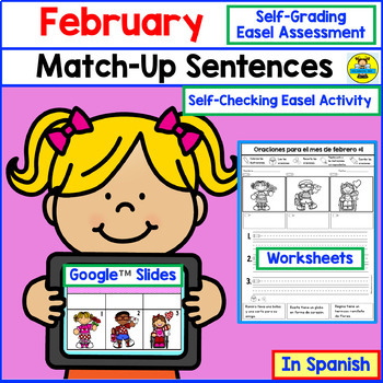 Preview of February Sentence Activities in Spanish - Cut and Paste, Reading, and Writing