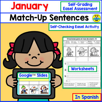 Preview of January Sentence Activities in Spanish - Cut and Paste, Reading, and Writing