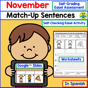 Preview of November Sentence Activities in Spanish - Cut and Paste, Reading and Writing