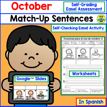 Preview of October Sentence Activities in Spanish - Cut and Paste, Reading, and Writing