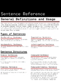 Sentence Reference and Guidelines Anchor Chart