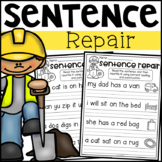 Sentence Repair Worksheets - Editing Capitals, Spelling an