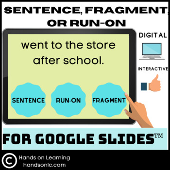 Preview of Sentence, Run-on, or Fragment for Google Slides