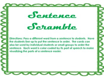 Preview of Sentence Scramble