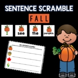 Fall Sentence Scramble | Centers| Kindergarten