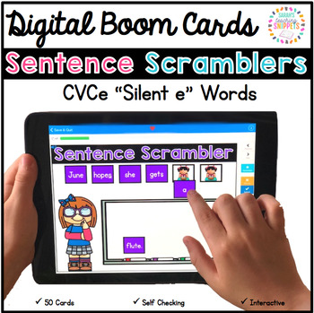 Preview of Decodable Sentence Scramble DIGITAL Boom Cards: Silent e