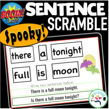 Preview of Sentence Scramble Halloween Boom Cards!