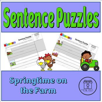 Preview of Sentence Scramble Puzzles-Springtime on the Farm-Digital and Print