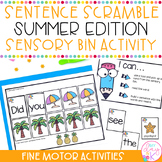 Summer Themed Sentence Scramble Sensory Bin | Fine Motor W