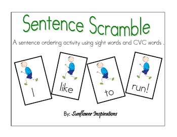 Preview of Sentence Scramble: Sentence Ordering Activity with Sight Words and CVC words
