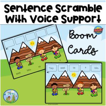 Preview of Sentence Scramble With Voice Support, Boom Cards