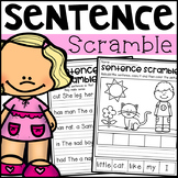 Sentence Scramble Worksheets - Kindergarten Literacy Centers