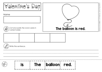 Valentine S Day Sentence Scramble With Cut And Paste Worksheets By Lavinia Pop