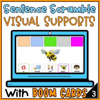 Preview of Sentence Scrambles Build a Sentence with Adjectives BOOM CARDS 3