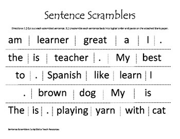 Sentence Scramblers 1a By Gotta Teach Resources Tpt