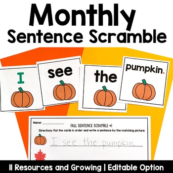 Preview of Monthly Sentence Scrambles Growing Bundle
