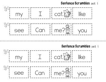Sight Word Practice Sentence Scrambles by Miss Kindergarten Love