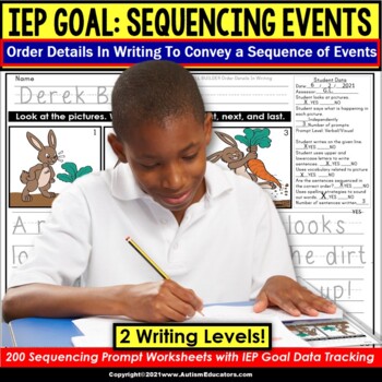 Preview of Sentence Sequencing | Order Details in Writing IEP GOAL SKILL BUILDER for Autism