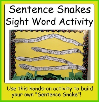 Preview of Sentence Snakes writing activity using common sight words