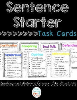 Preview of Sentence Starter Task Cards / Sentence Frames
