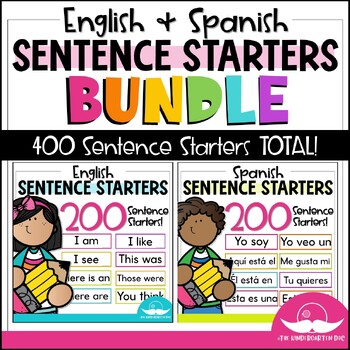 Preview of Sentence Starters BUNDLE | 400 Total English & Spanish Sentence Frames