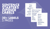 Sentence Starters / Opener Labels
