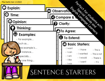 Preview of Sentence Starters & Thinking Stem Posters (ESL Support)