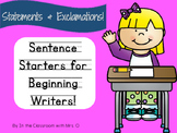 Sentence Starters for Beginning Writers