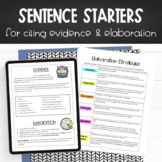 Sentence Starters for Citing Textual Evidence and Elaborat