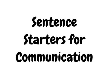 Preview of Sentence Starters for Communication Posters