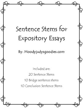 Preview of Sentence Stems for Expository Essays