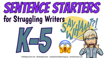 Preview of Sentence Starter Writing Prompts - Beginning and Struggling Students