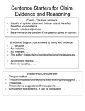 Sentence Starters for Text Evidence Writing: Claim, Eviden