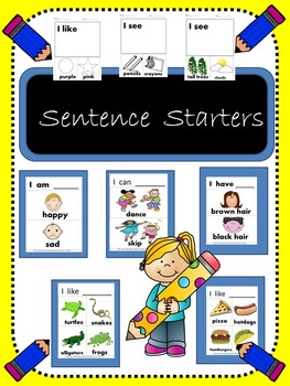 Preview of Sentence Starters with labeled pictures- Writing Interactive Notebook